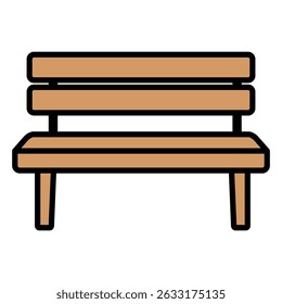 Illustration of a wooden bench for a park or garden on a white background