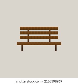 Illustration of wooden bench in pixel art style Vector illustration