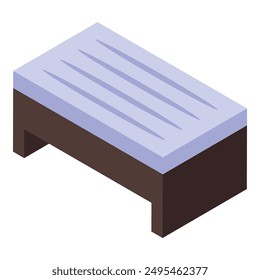 Illustration of a wooden bench with soft mattress standing on a white background