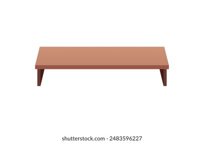 Illustration of a wooden bench. Vector furniture design showing an empty brown bench, top view. Ideal for gym, locker room and public recreation areas.