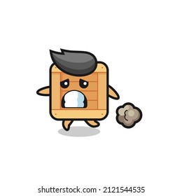 illustration of the wooden box running in fear , cute style design for t shirt, sticker, logo element