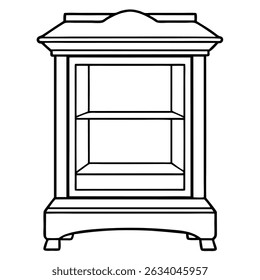 Illustration of a wooden cabinet isolated on transparent background