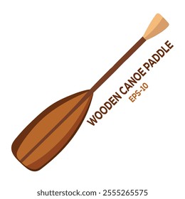 Illustration of wooden canoe paddle on white