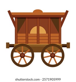Illustration of wooden carriage isolated on white