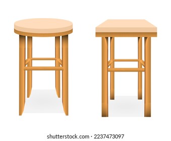  illustration of wooden chair detailed isolated.