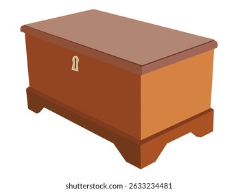 Illustration of a wooden chest with a lock and a flat top
