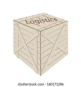 An Illustration Wooden Crate or Cargo Box for Shipping Heavy and Dense Products, Preparing for Shipment. 