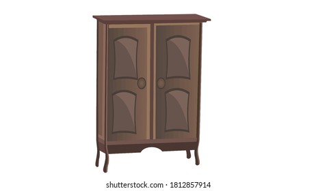Illustration of wooden cupboard on white background