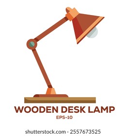 Illustration of wooden desk lamp Isolated on white