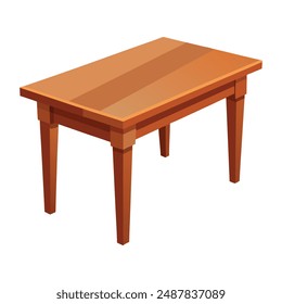 Illustration of Wooden Dining Table Isolated