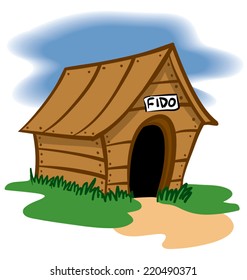 An Illustration of a Wooden Dog house