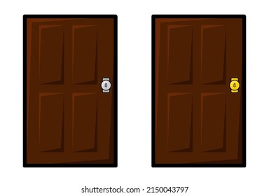 illustration of wooden doors cartoon
