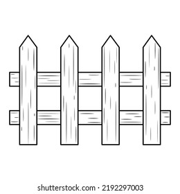 Illustration of Wooden Fence Line Art