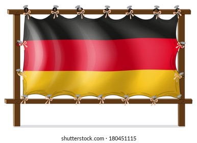 Illustration of a wooden frame with a German flag on a white background