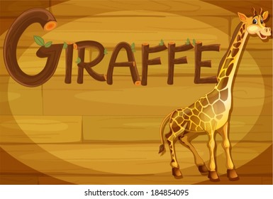 Illustration of a wooden frame with a giraffe