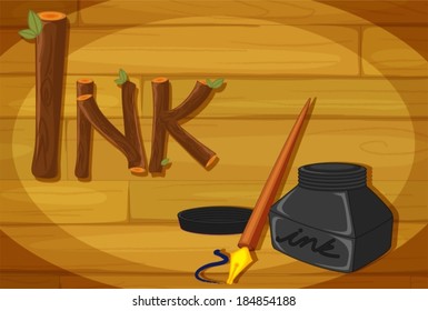 Illustration of a wooden frame with an ink