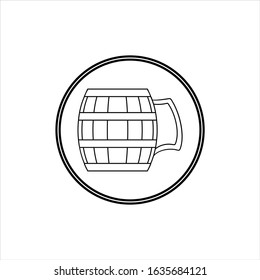 Illustration wooden glass beer mug logo icon vector