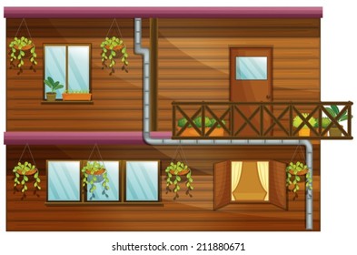 Illustration of a wooden house