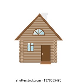 Illustration of a wooden house on a white background  