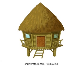 Illustration of a wooden hut