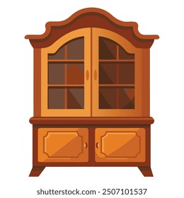 Illustration of Wooden Hutch on white