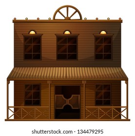 Illustration of a wooden Mexican bar on a white background