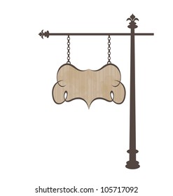 Illustration wooden noticeboard with forged elements - vector