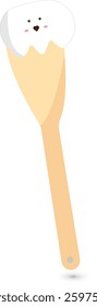  Illustration of a wooden paddle with a cute, animated dollop of cream on top. The adorable face adds personality, making it an excellent choice for branding, kitchen themed, a transparent background.