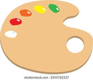 It is an illustration of a wooden paint palette.