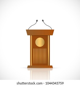 Illustration of a wooden podium isolated on a white background.