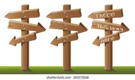 illustration of a wooden pole with a pointer to the grass and white background