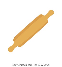 Illustration wooden rolling pin with handles on both ends, used for rolling dough