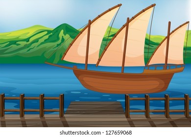 Illustration of a wooden ship