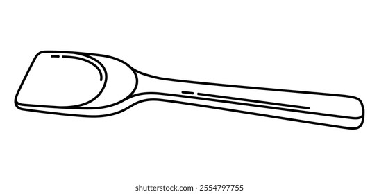 Illustration of wooden spatula. Stylized kitchen object for cooking recipe and menu.