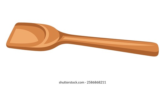 Illustration of wooden spatula. Stylized kitchen object for cooking recipe and menu.