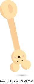 Illustration of a wooden spoon, The handle extends into character face with blushing cheeks and bunny-like ears, bringing warmth and personality to a simple kitchen utensil, a transparent background.