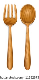 illustration of a wooden spoon on a white background