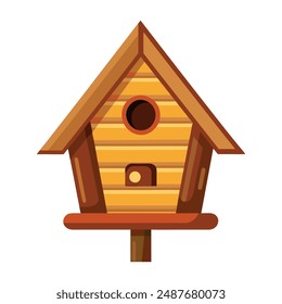 Illustration of wooden starling house Isolated