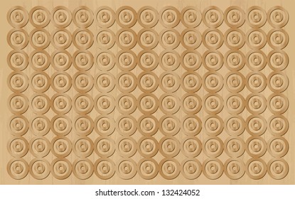 illustration with wooden structure with circle pattern