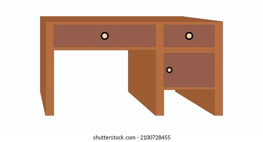 Ilustración de una mesa de estudio de madera