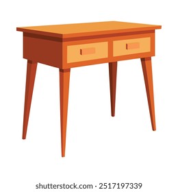 Illustration of wooden table with drawers isolated