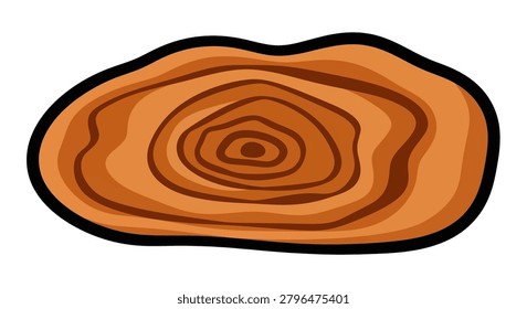 Illustration of a wooden tree cross section