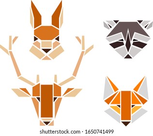 Illustration of Woodland Animals in Geometric Shapes from Squirrel, Raccoon, Deer to Fox