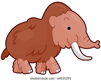 Illustration of a Wooly Mammoth Walking Casually