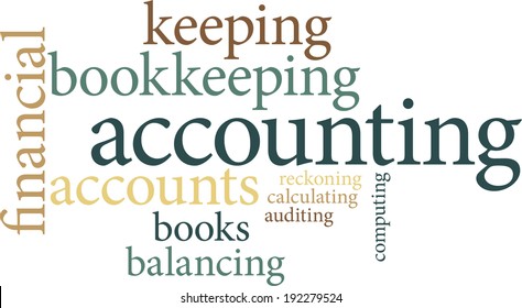 Illustration of the word accounting in word clouds isolated on white background