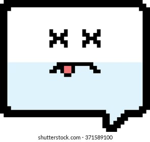 An illustration of a word balloon looking dead in an 8-bit cartoon style.