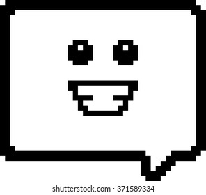 An illustration of a word balloon smiling in an 8-bit cartoon style.