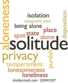 illustration in word clouds of the word solitude