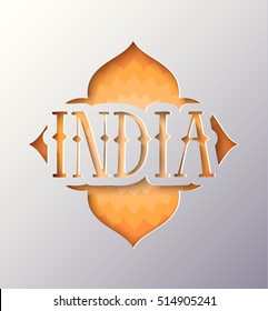 Illustration with the word India.
Vector illustration in the form of a mandala for the Indian festival or your congratulations.