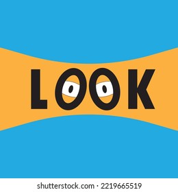 The illustration of the word look with eyes professionally beautiful